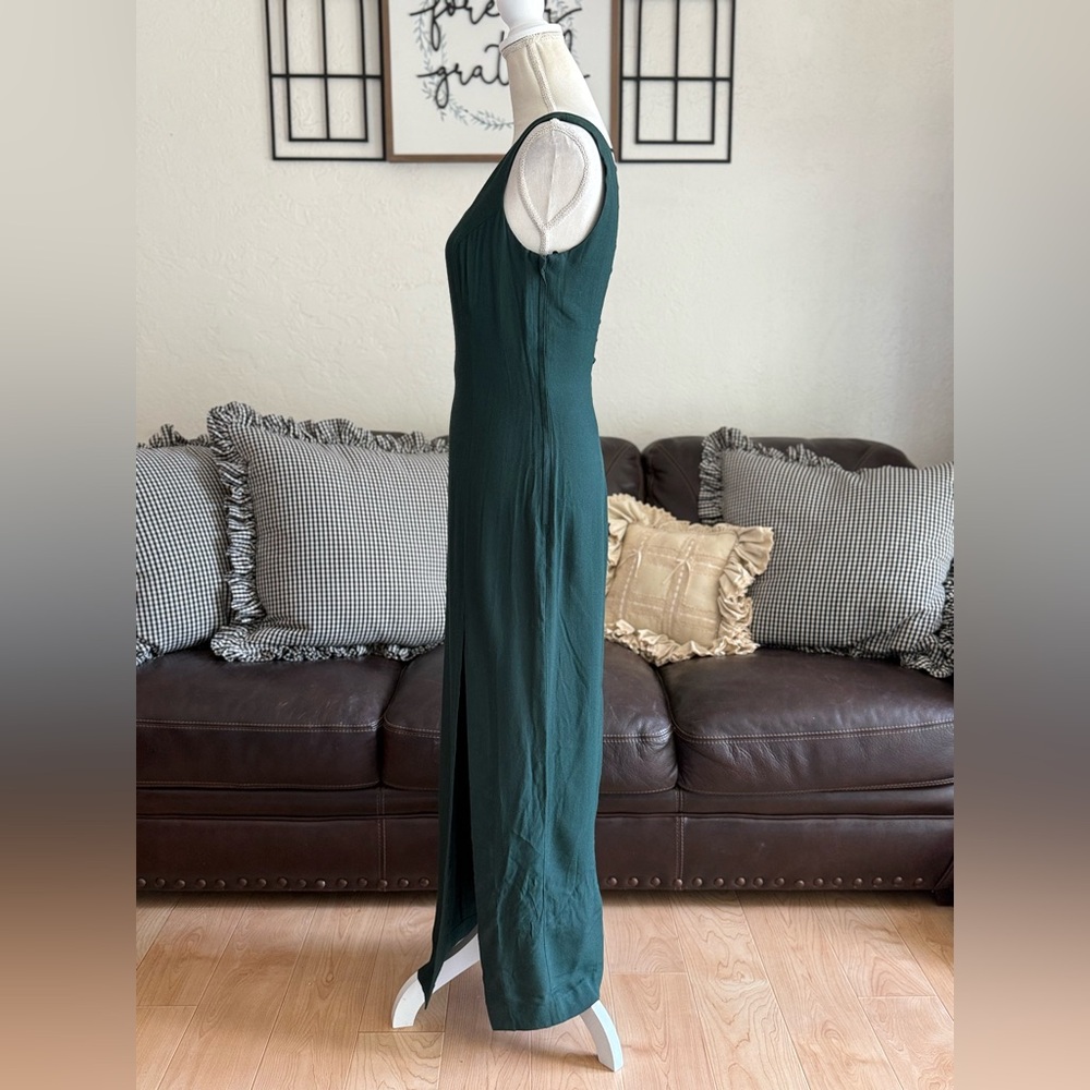 RANDM NIGHTS Vintage Elegant Dark Green Caged Ladder Back Maxi Dress Size 9 Rare - Picture 6 of 11